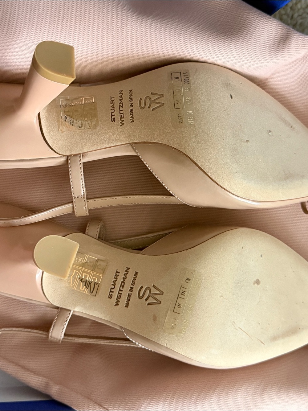 Stuart Weitzman Blush Pink Leather Strappy Heels
